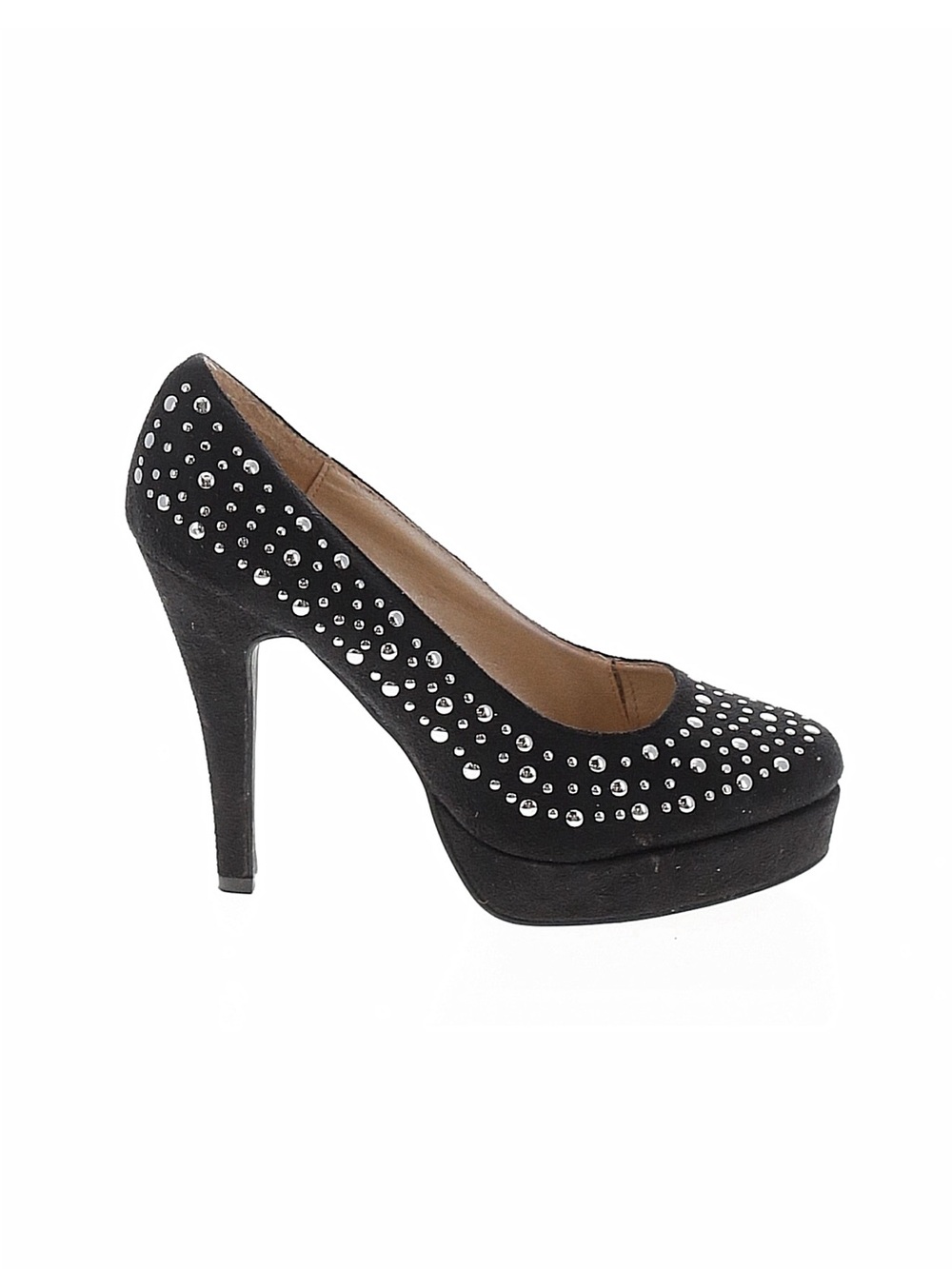 Studded Black Platform High Heel Pump - Women